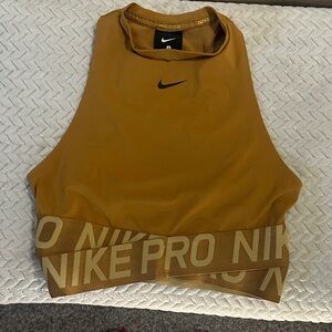Nike Women's Mustard High-Neck Cropped Sports Bra